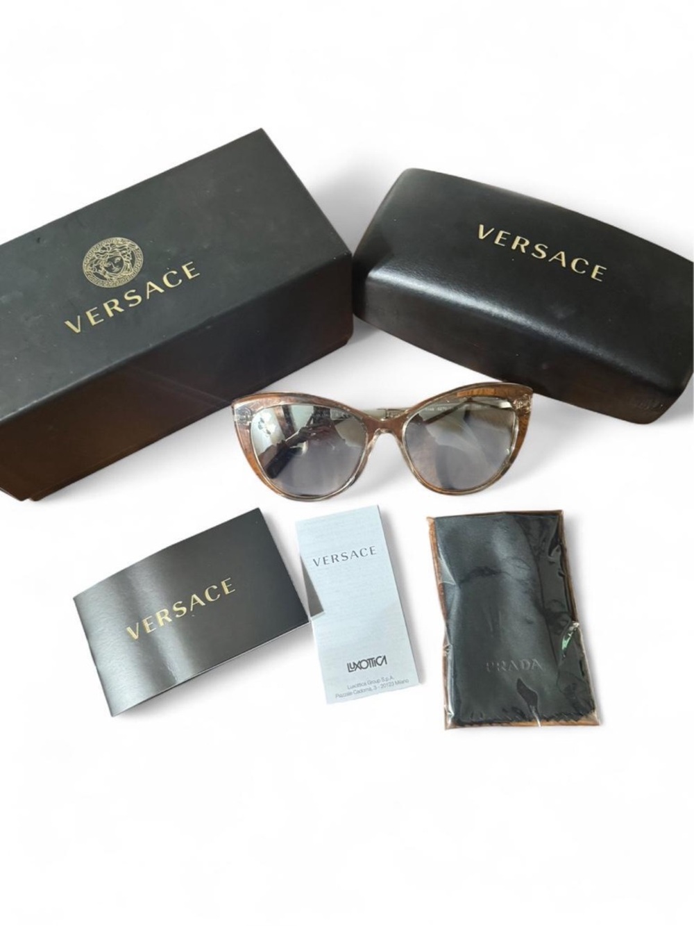 Versace Grey Gradient Mirror Cat Eye Ladies Sunglasses - Picture 8 of 8